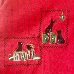 Embroidered Black Cats Red Black Plaid Ugly Christmas Shirt Cat Lady Plus Size
